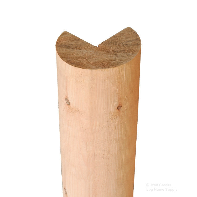 White Pine Vertical Log Corner Posts - Pie Cut Only (Profile View) 